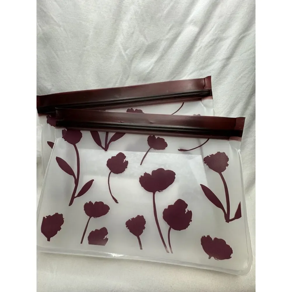 New Lot Of 5 Thirty one 31 Clear Black Mauve Reusable Snack Bags Zip Lock Close